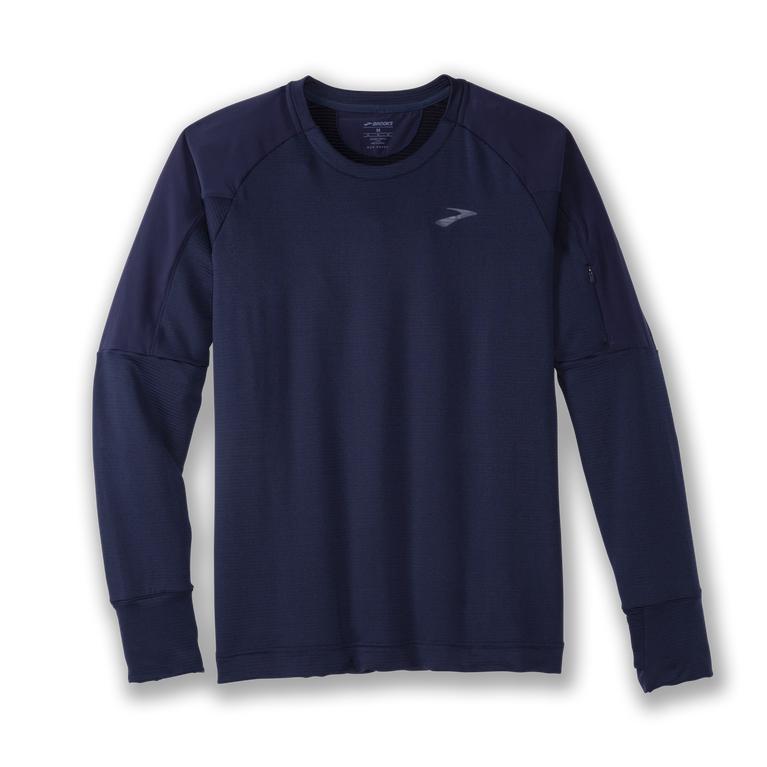 Brooks Notch Thermal Mens Long Sleeve Running Shirt - Navy - Indonesia (ADYP-29573)